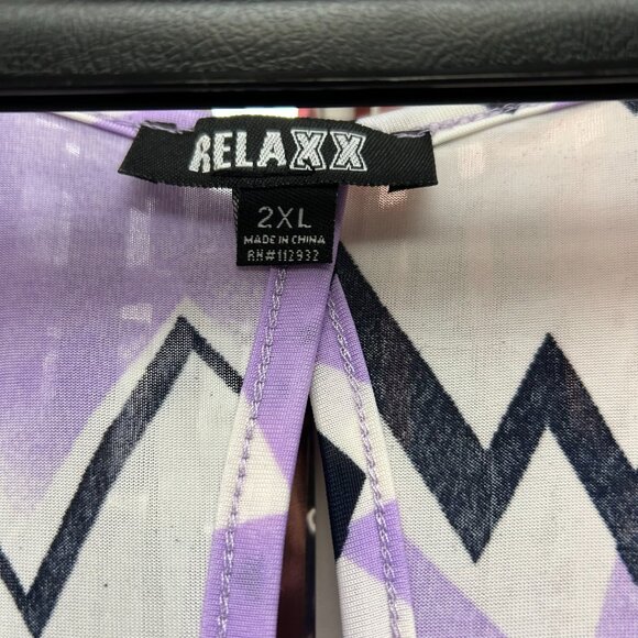RELAXX Purple Cocktail Dress Women Size 2XL White Zig Zag Pattern Party Outfit - Picture 3 of 6